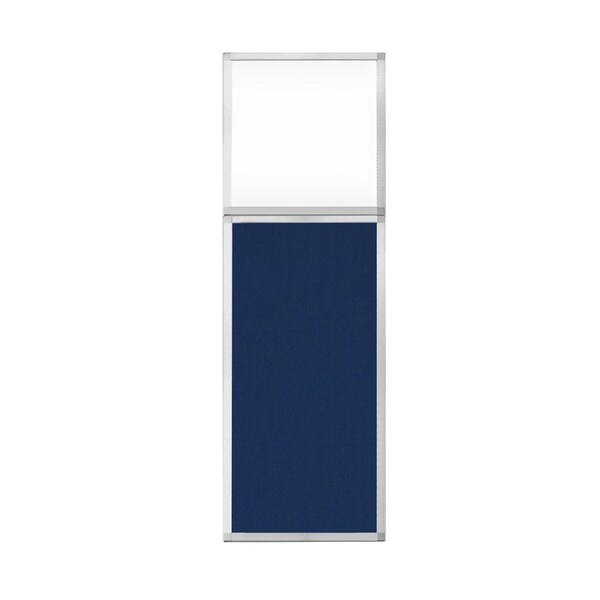 Versare Hush Panel Configurable Cubicle Partition 2' x 6' W/ Window Navy Blue Fabric Clear Window 1852203-2 - main